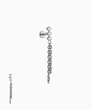 Titanium Gemstone Chain Flatback Drop - OumoJewelry