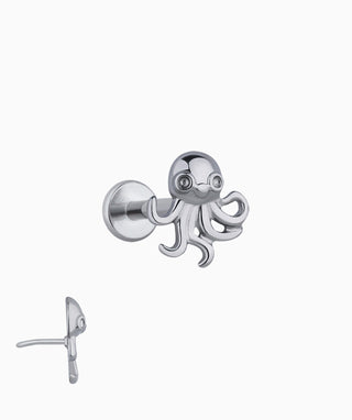 Titanium Octopus Flatback Stud - OumoJewelry