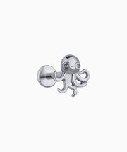 Titanium Octopus Flatback Stud - Titanium - Helix, Upper Lobe, Conch - Oumo Jewelry