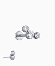 Titanium Basic Gemstone Flatback Stud - Titanium - Helix, Upper Lobe, Conch - Oumo Jewelry