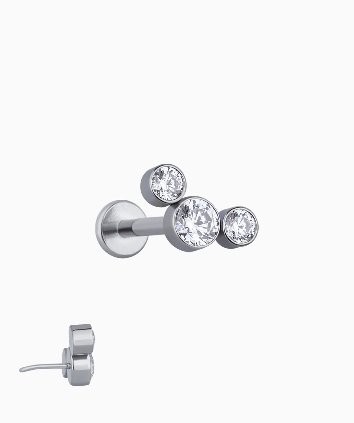 Titanium Basic Gemstone Flatback Stud - Titanium - Helix, Upper Lobe, Conch - Oumo Jewelry