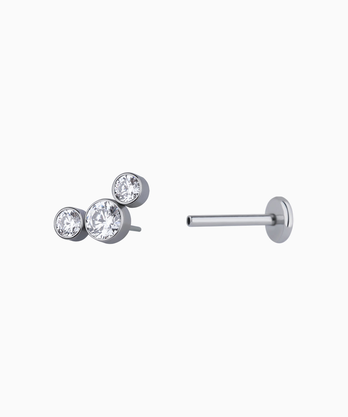 Titanium Basic Gemstone Flatback Stud - Titanium - Helix, Upper Lobe, Conch - Oumo Jewelry