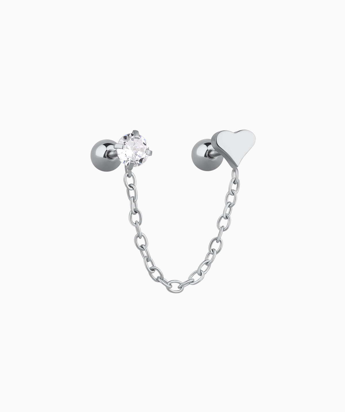 Romantic Heart Chain - Stainless Steel - Lobe, Upper Lobe - Oumo Jewelry