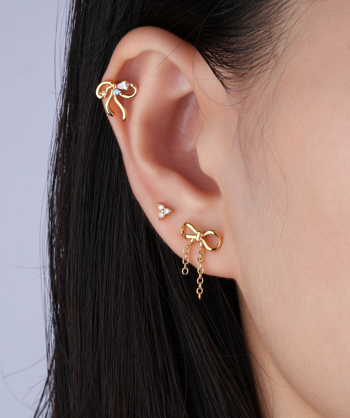 Beautiful Bow Stud - Stainless Steel - Upper Lobe, Helix - Oumo Jewelry