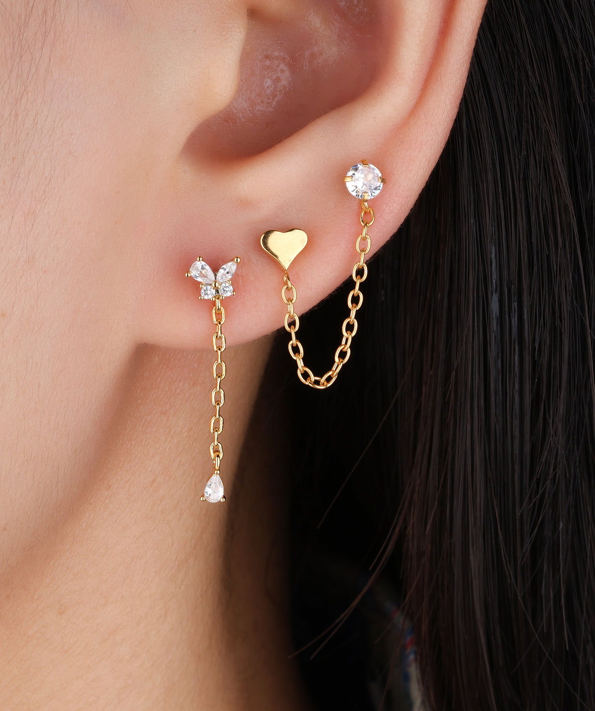 Romantic Heart Chain - Stainless Steel - Lobe, Upper Lobe - Oumo Jewelry