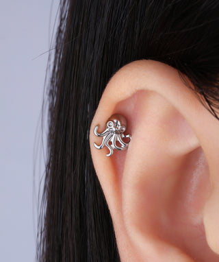 Titanium Octopus Flatback Stud - OumoJewelry