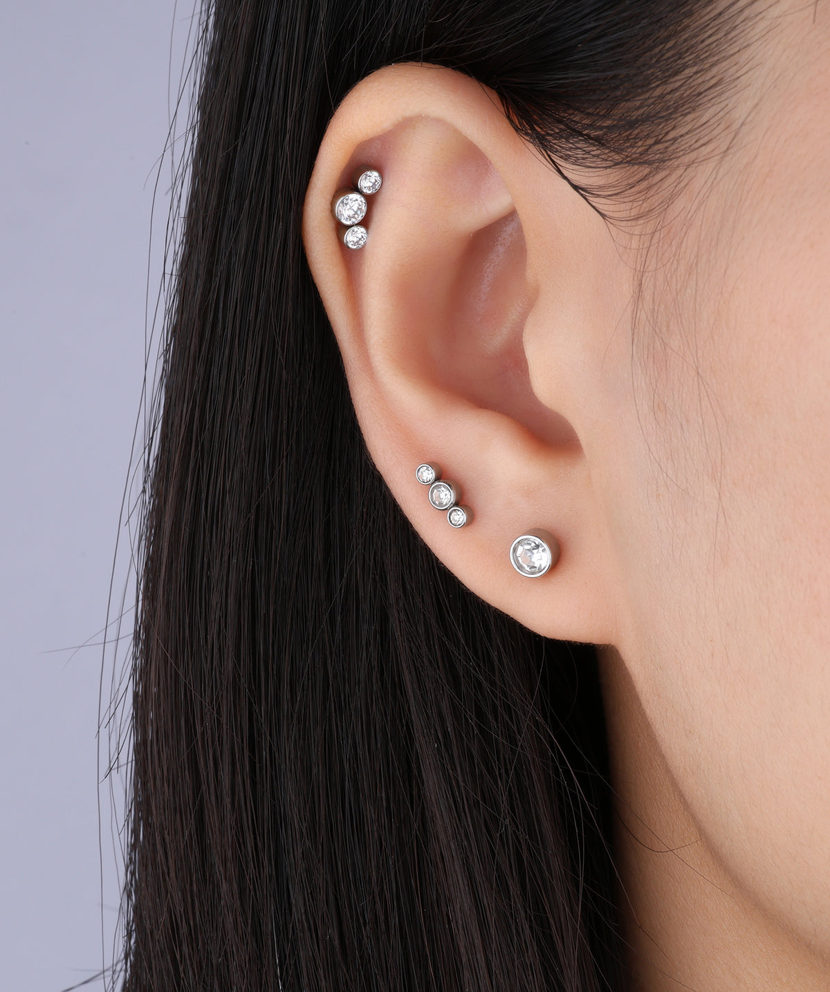 Titanium Basic Gemstone Flatback Stud - Titanium - Helix, Upper Lobe, Conch - Oumo Jewelry