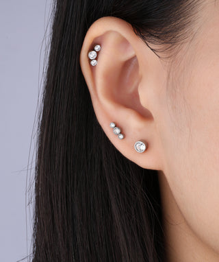 Titanium Basic Gemstone Flatback Stud - OumoJewelry