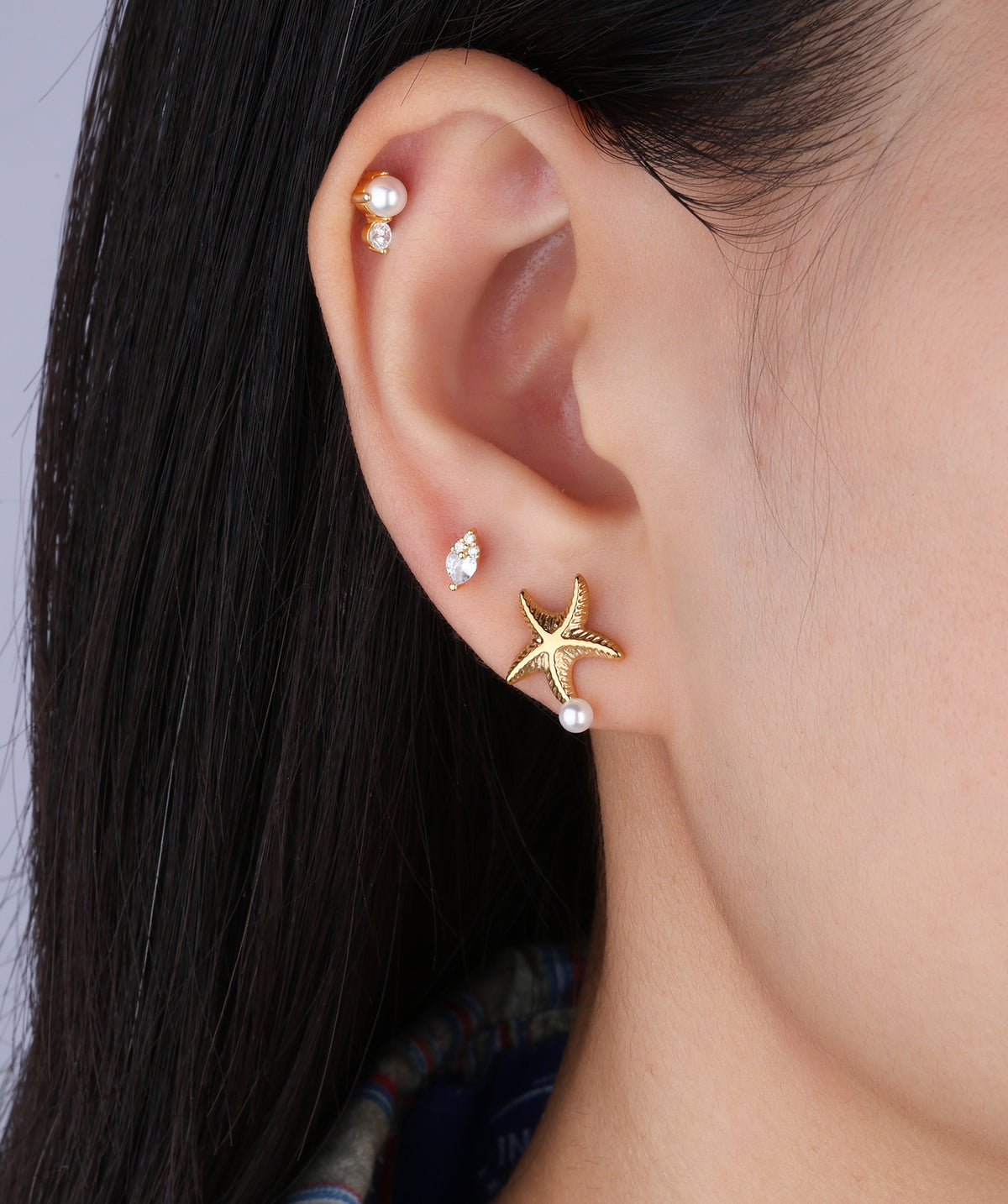 Starfish Pearl Shell Stud - Stainless Steel - Oumo Jewelry