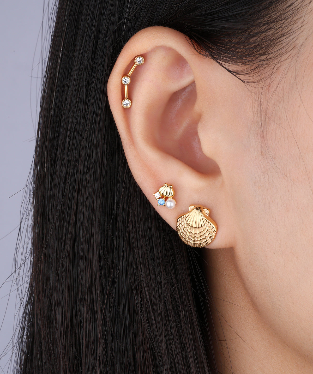 Starfish Pearl Shell Stud - Stainless Steel - Oumo Jewelry