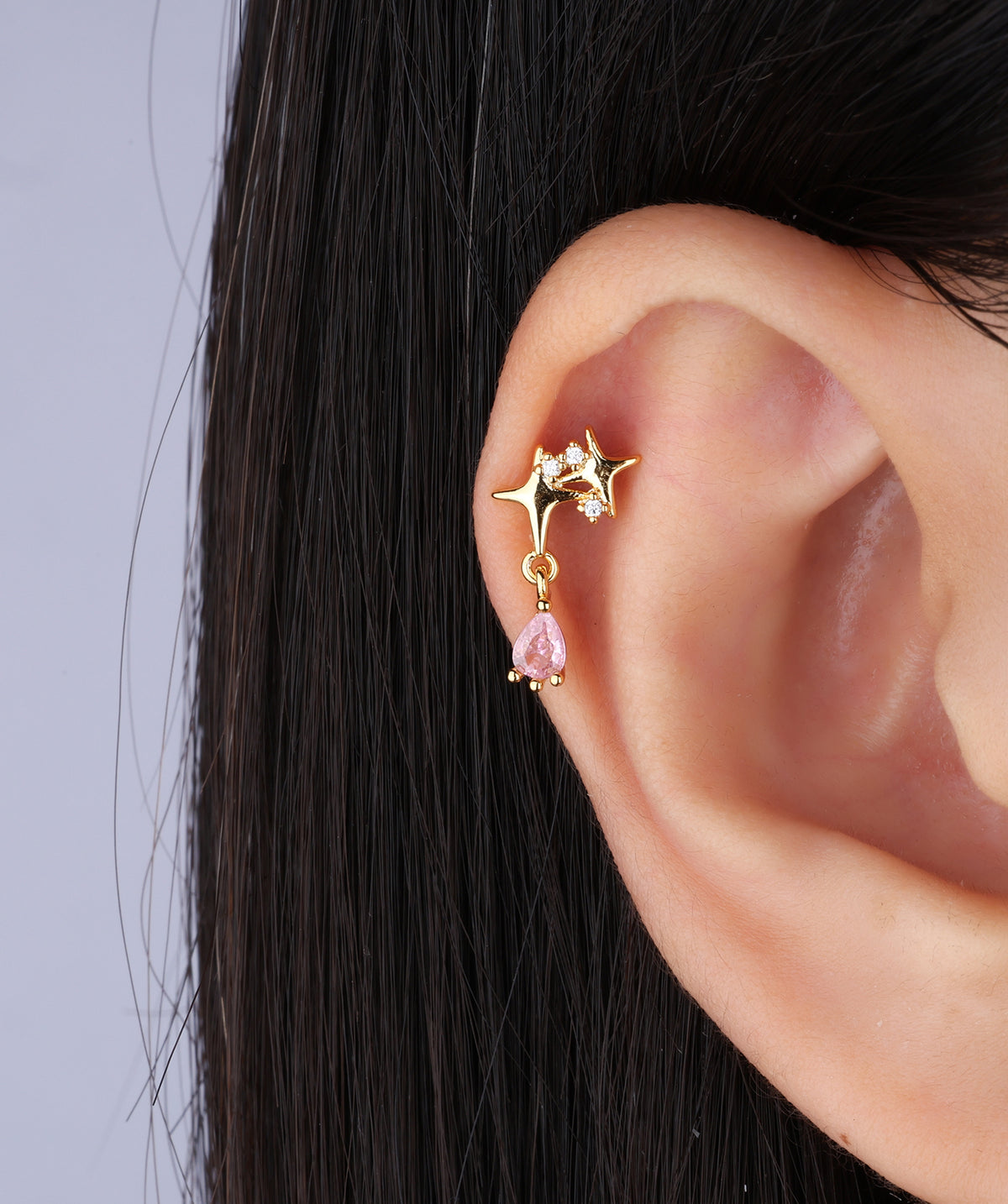 Sweet Star Drop - Stainless Steel - Upper Lobe, Flat, Helix - Oumo Jewelry
