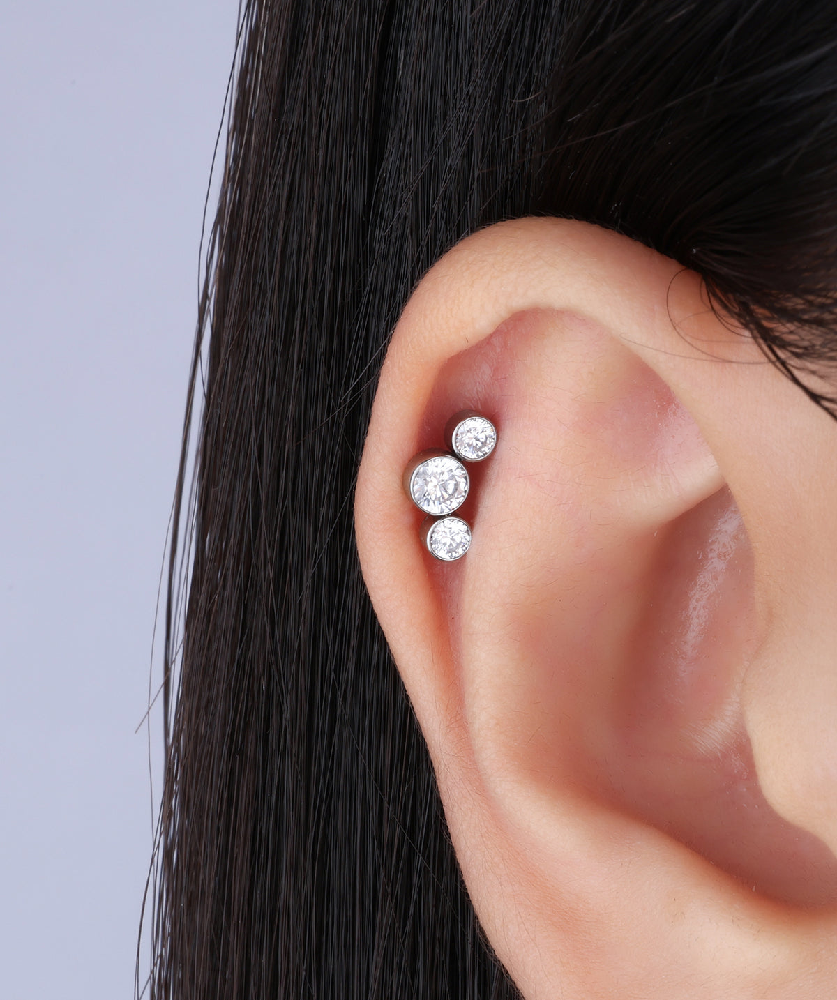 Titanium Basic Gemstone Flatback Stud - Titanium - Helix, Upper Lobe, Conch - Oumo Jewelry