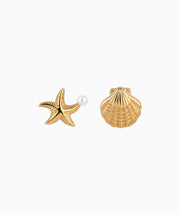 Starfish Pearl Shell Stud - Stainless Steel - Oumo Jewelry