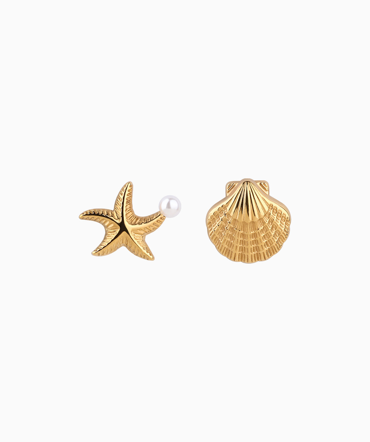 Starfish Pearl Shell Stud - Stainless Steel - Oumo Jewelry