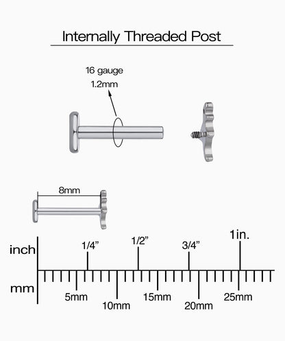 Titanium Dinosaur Flatback Stud