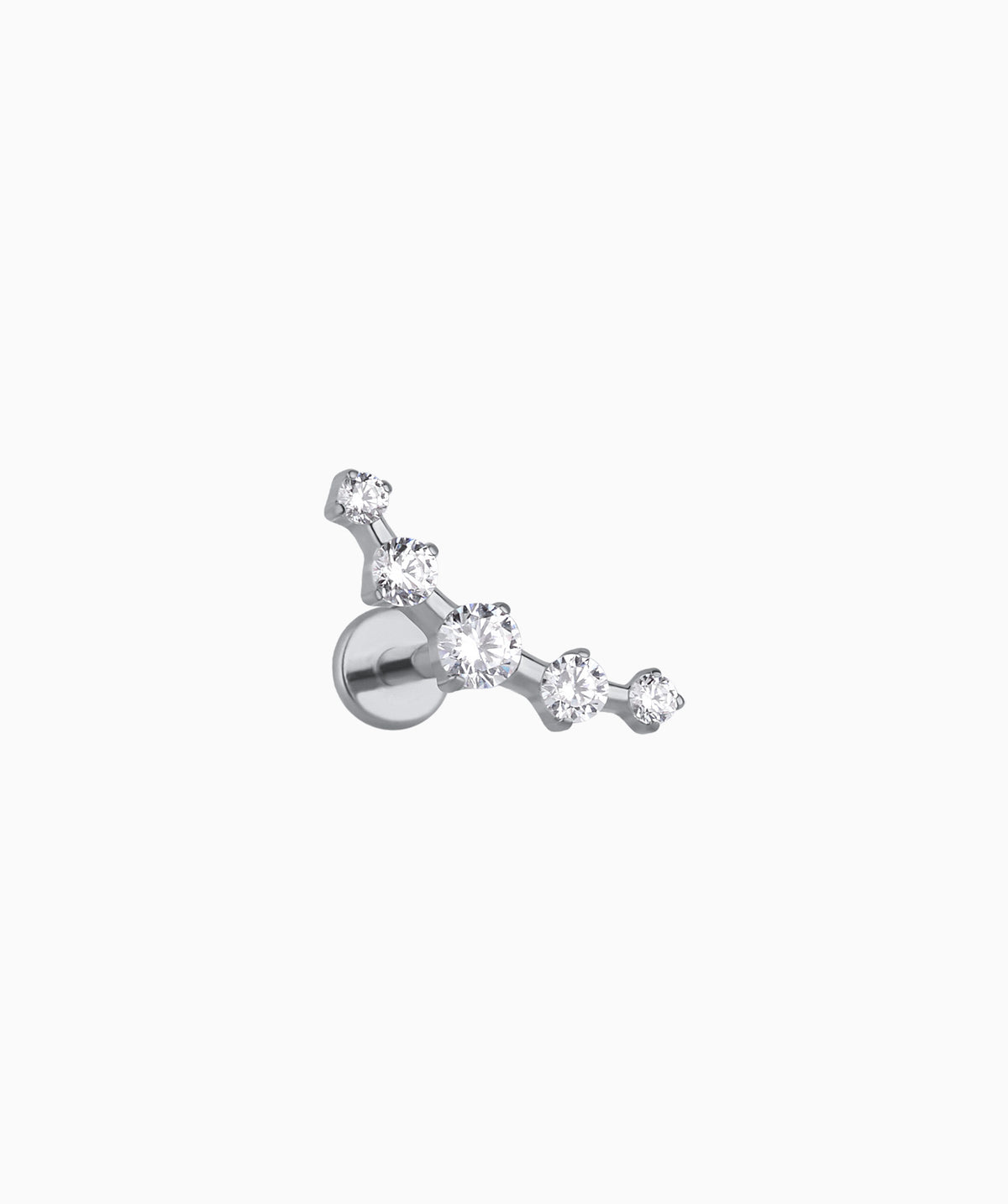 Titanium Curved Gems Flatback Stud - Titanium - Helix, Upper Lobe, Flat - Oumo Jewelry