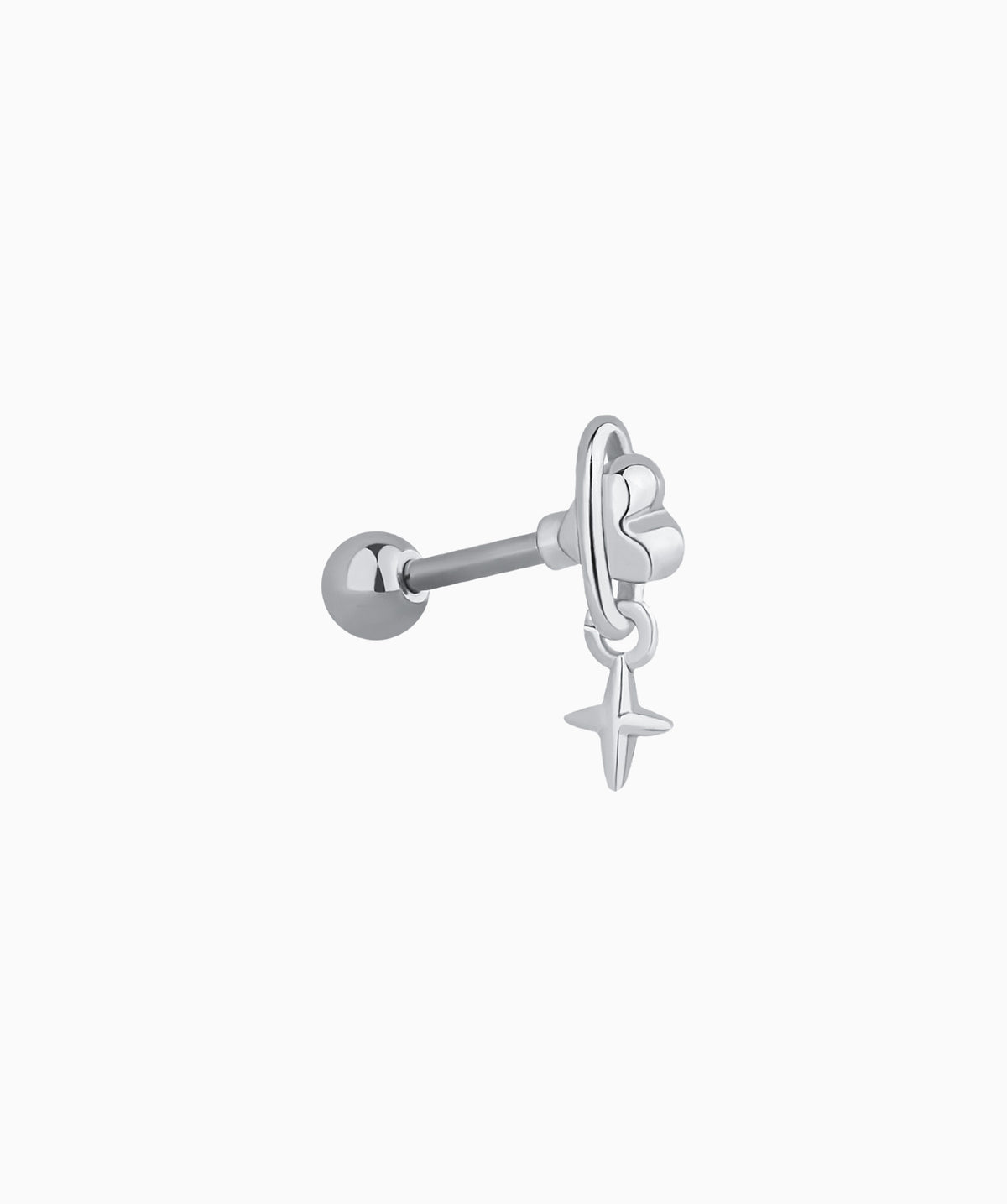 Heartbeat Drop - Stainless Steel - Flat, Helix, Upper Lobe - Oumo Jewelry
