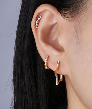 Titanium Curved Gems Flatback Stud - OumoJewelry