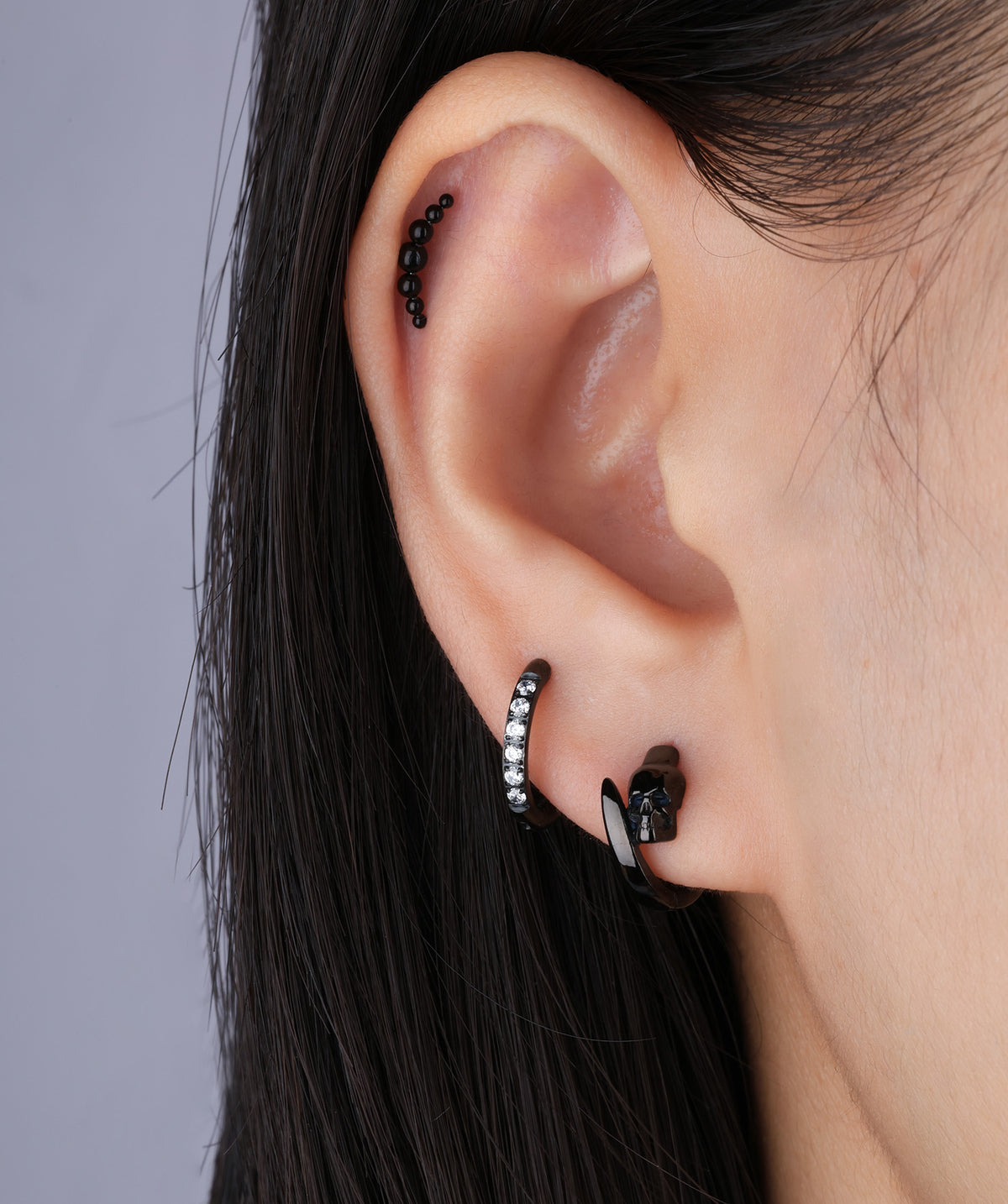 Curved Ball Flatback Stud - Stainless Steel - Helix, Upper Lobe, Flat - Oumo Jewelry
