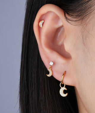 Moon Star Reversible Flatback Stud - OumoJewelry