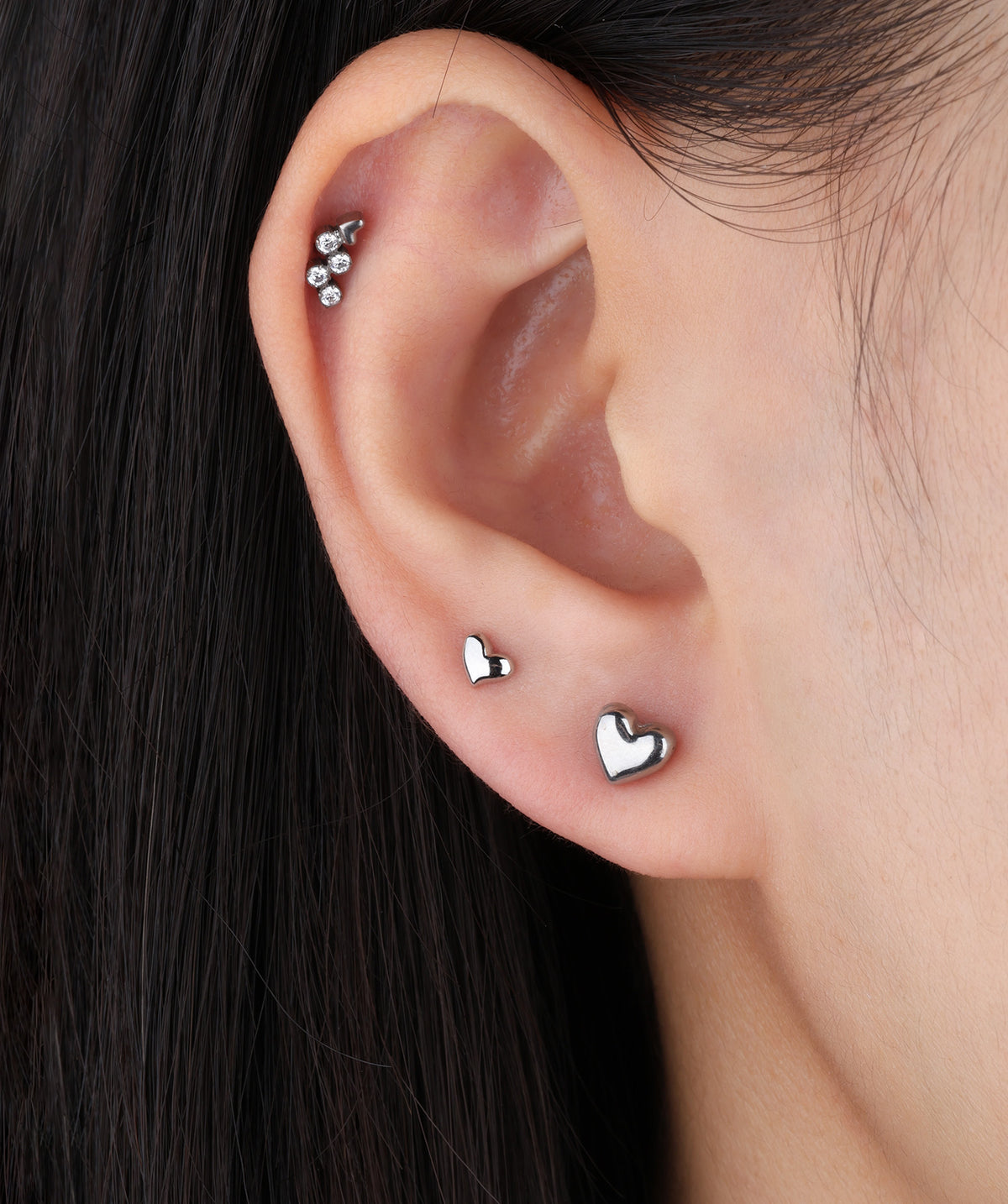 Playful Love Stud - Stainless Steel - Upper Lobe, Helix, Flat - Oumo Jewelry