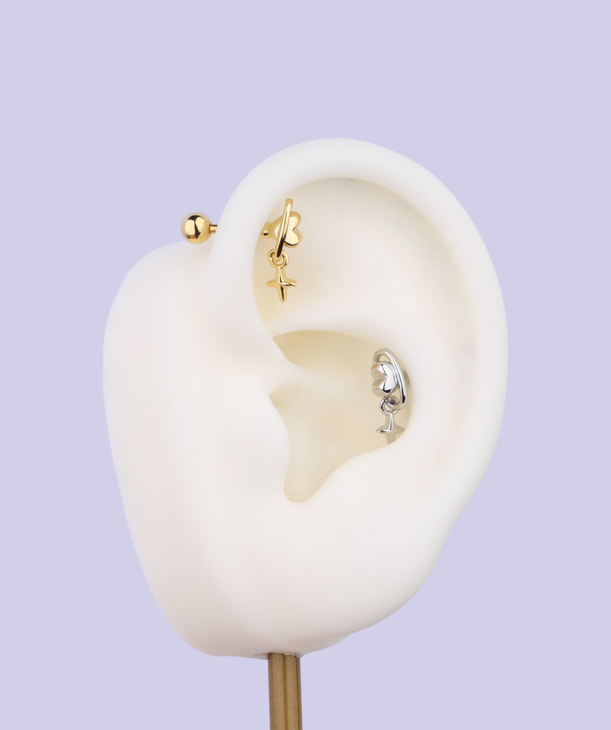 Heartbeat Drop - Stainless Steel - Flat, Helix, Upper Lobe - Oumo Jewelry