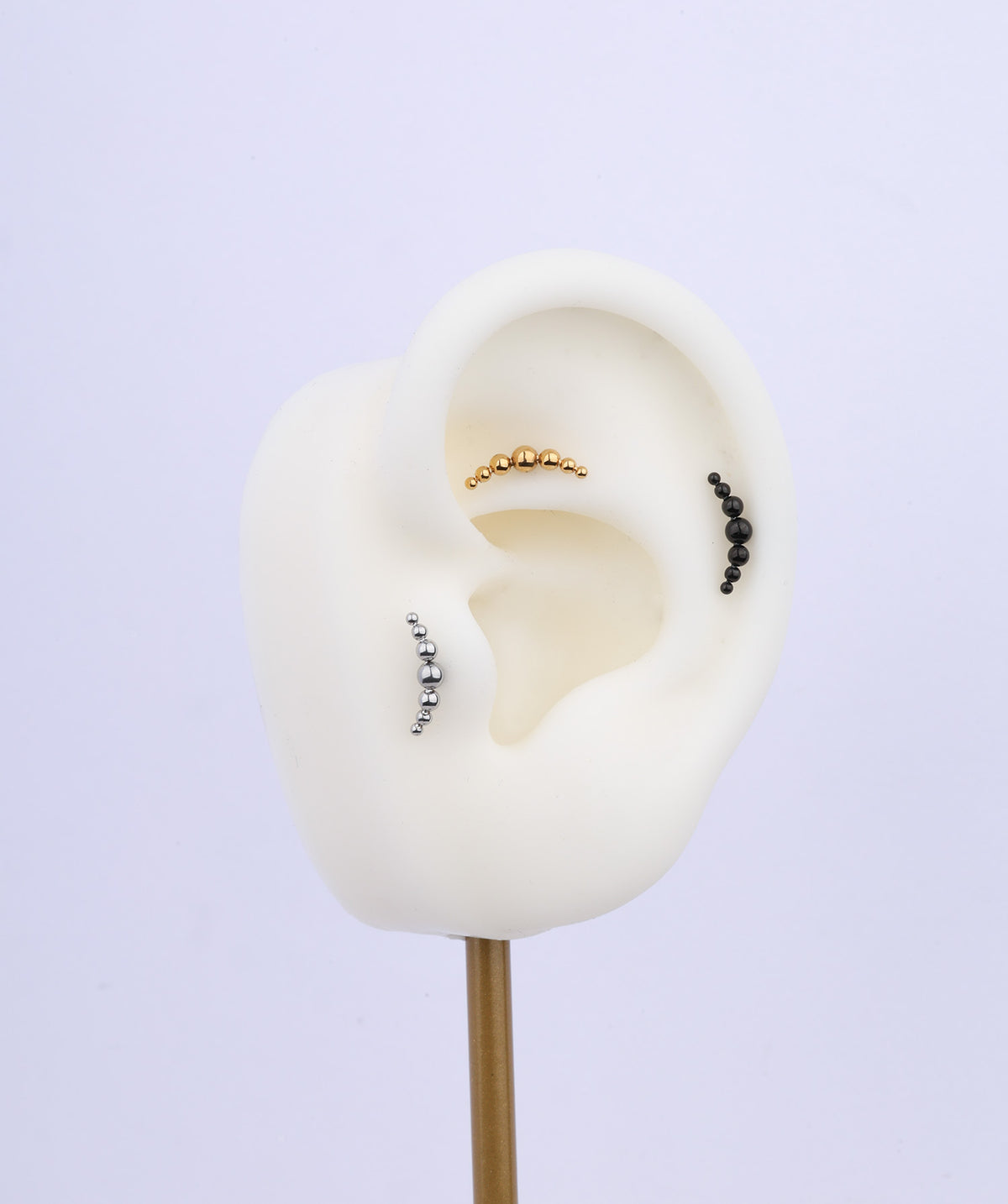 Curved Ball Flatback Stud - Stainless Steel - Helix, Upper Lobe, Flat - Oumo Jewelry