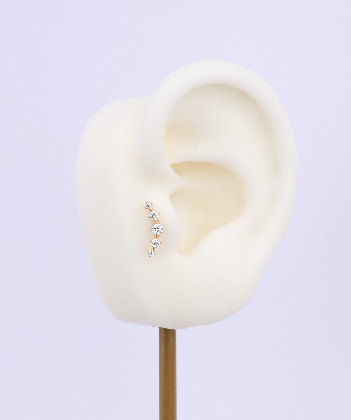 Titanium Curved Gems Flatback Stud - Titanium - Helix, Upper Lobe, Flat - Oumo Jewelry