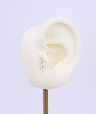 Titanium Curved Gems Flatback Stud - OumoJewelry
