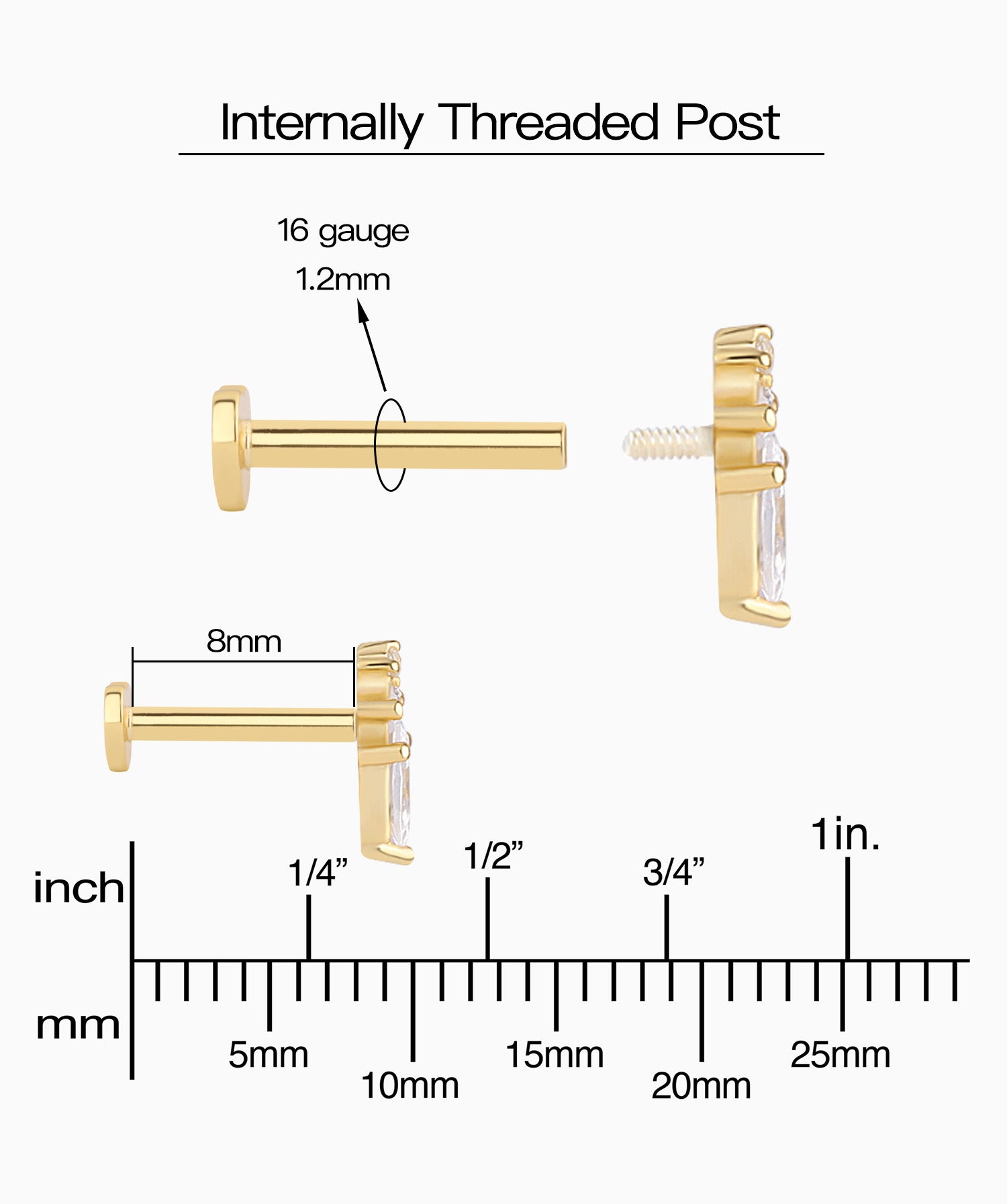 Marquise Reversible Flatback Stud