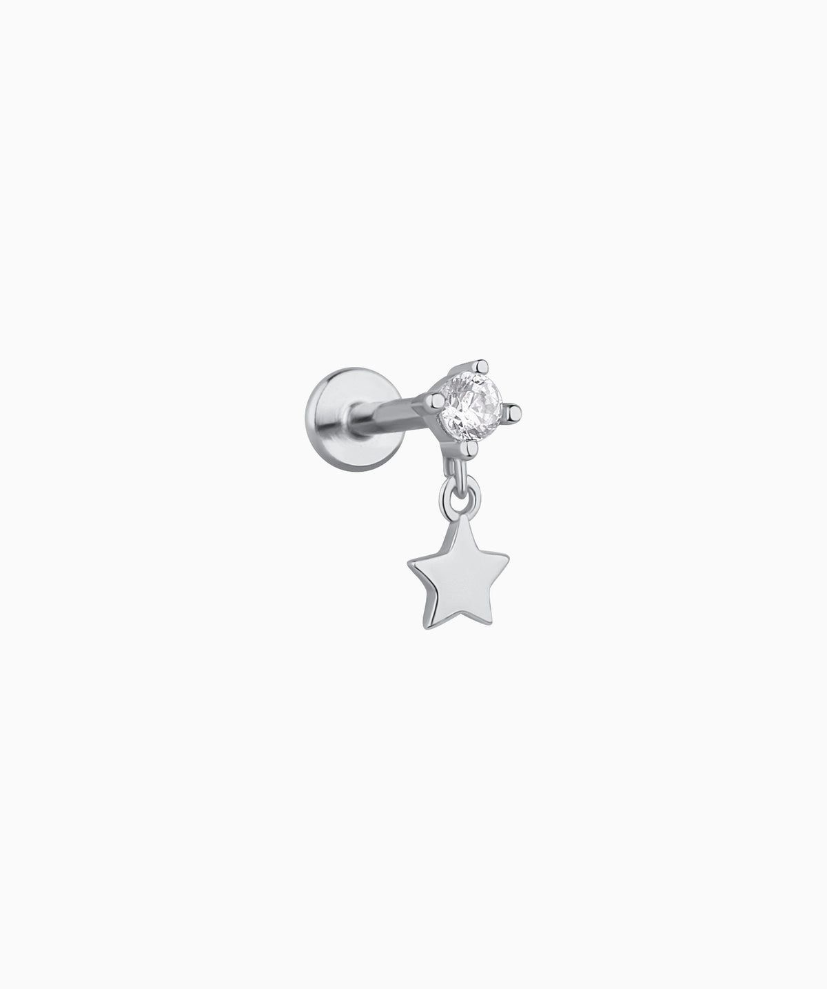Cute Star Flatback Drop - Sterling Silver 925 - Helix, Forward Helix, Upper Lobe - Oumo Jewelry