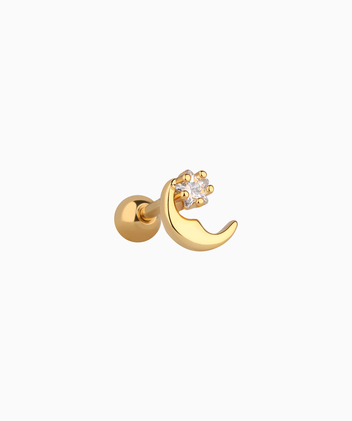 Moon Stud - Stainless Steel - Upper Lobe, Helix - Oumo Jewelry