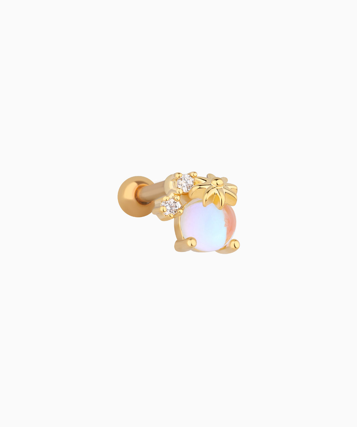 Opal Flower Stud - Stainless Steel - Upper Lobe, Helix - Oumo Jewelry