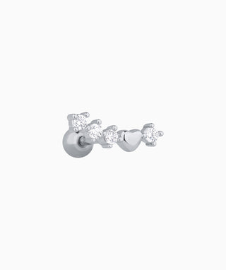 Curved Gem Heart Stud - OumoJewelry