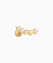 Curved Gem Heart Stud - Stainless Steel - Upper Lobe, Helix, Flat - Oumo Jewelry