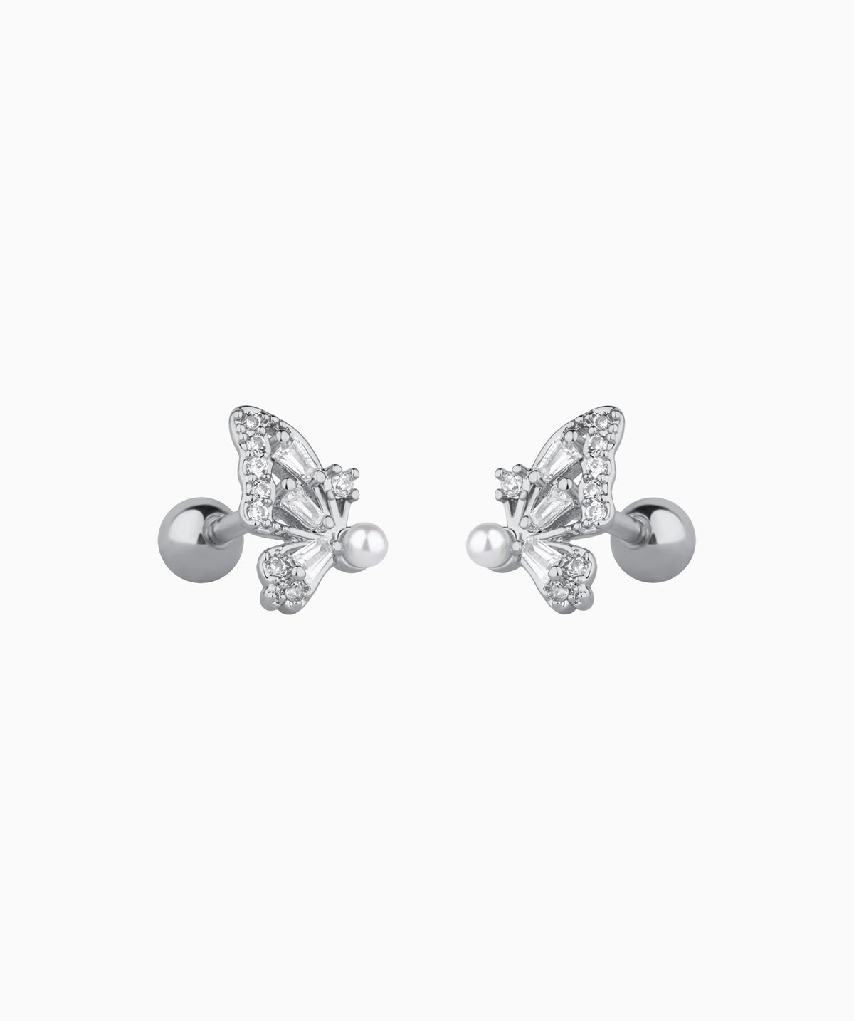 Glowing Pearl Butterfly Studs - Stainless Steel - Oumo Jewelry
