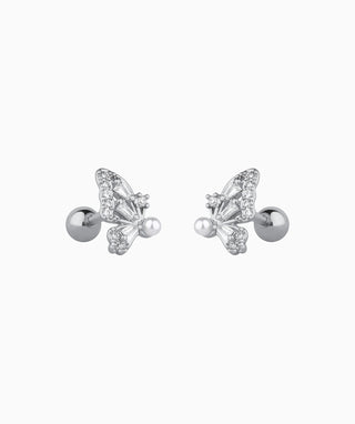 Glowing Pearl Butterfly Studs - OumoJewelry