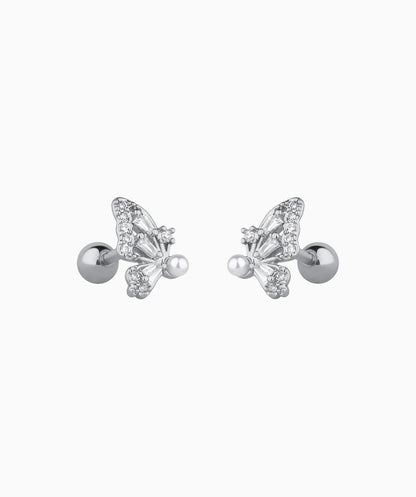 Glowing Pearl Butterfly Studs