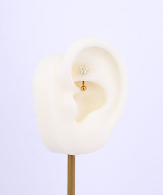 Sparkle Flower Curved Barbell - OumoJewelry