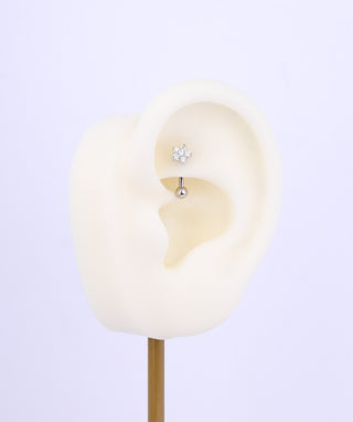 Sparkle Flower Curved Barbell - OumoJewelry