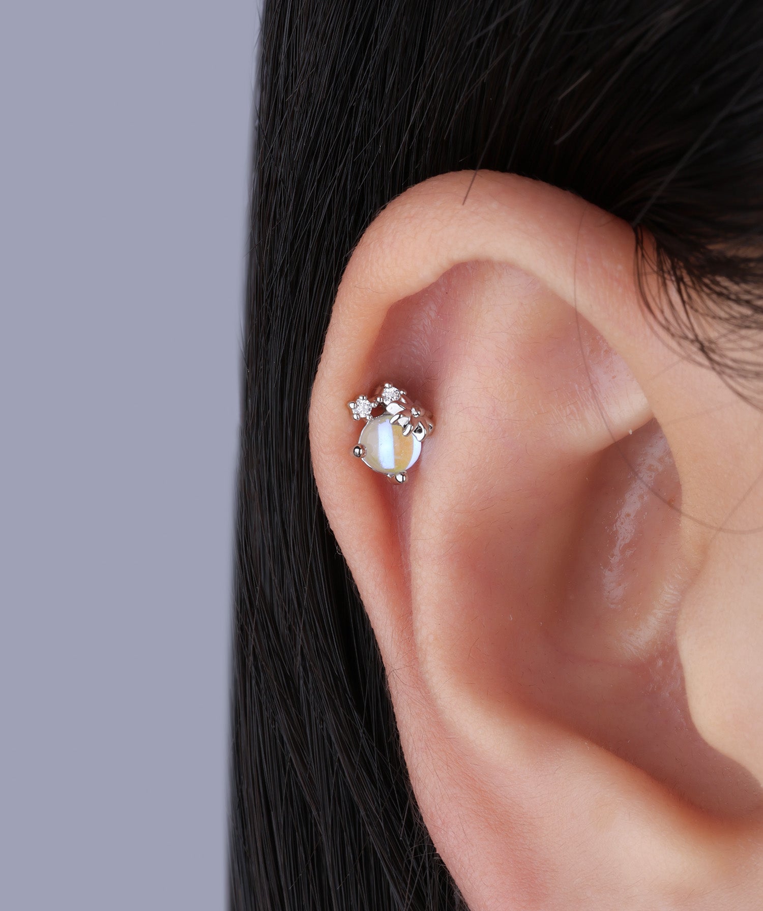 Opal Flower Stud