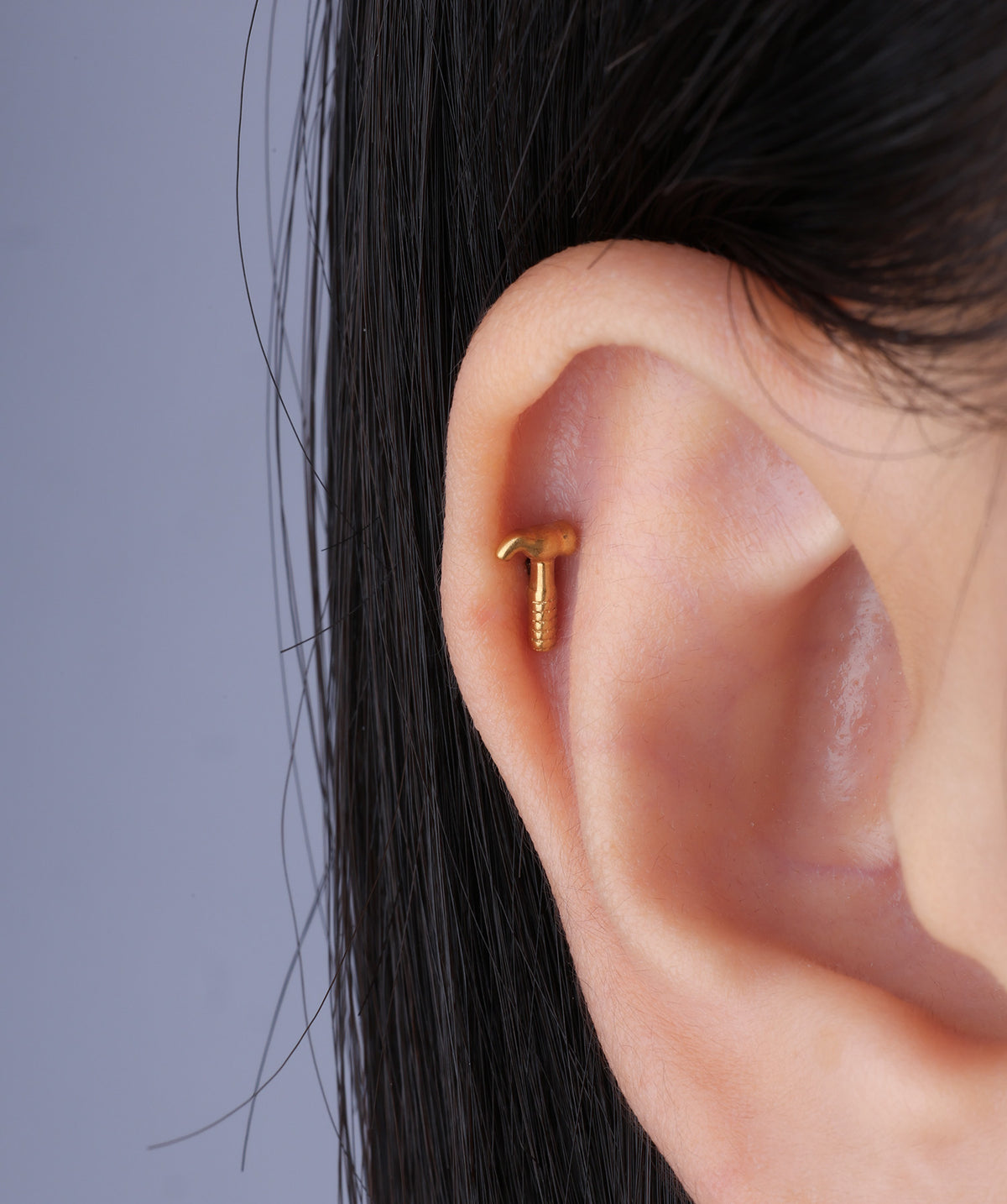 Titanium Hammer Flatback Stud - Titanium - Helix, Flat, Conch - Oumo Jewelry