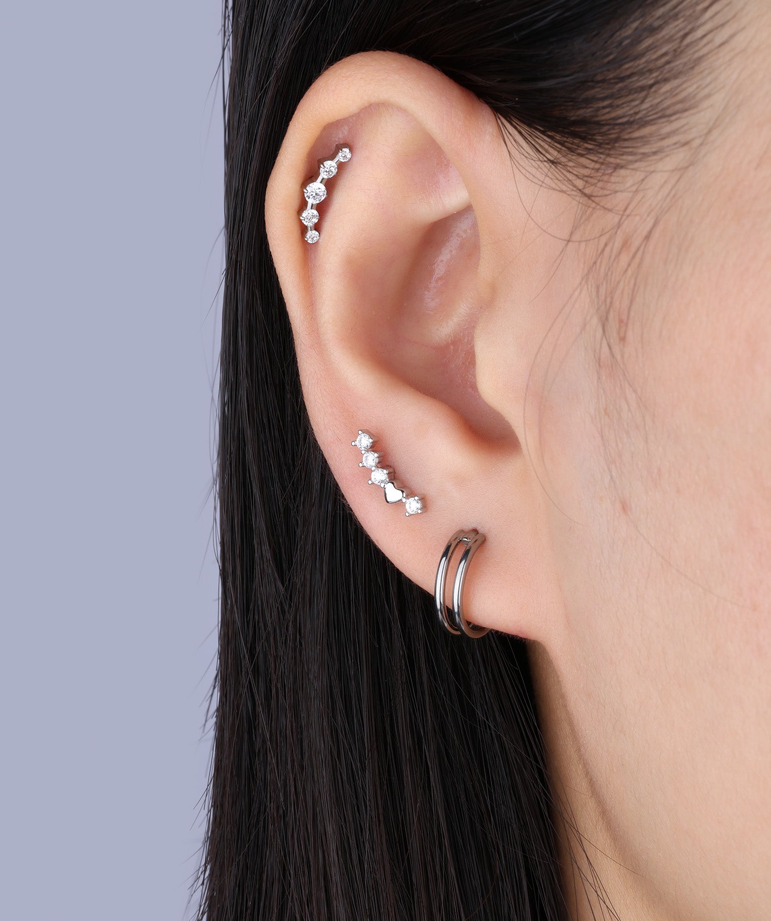 Titanium Curved Gems Stud