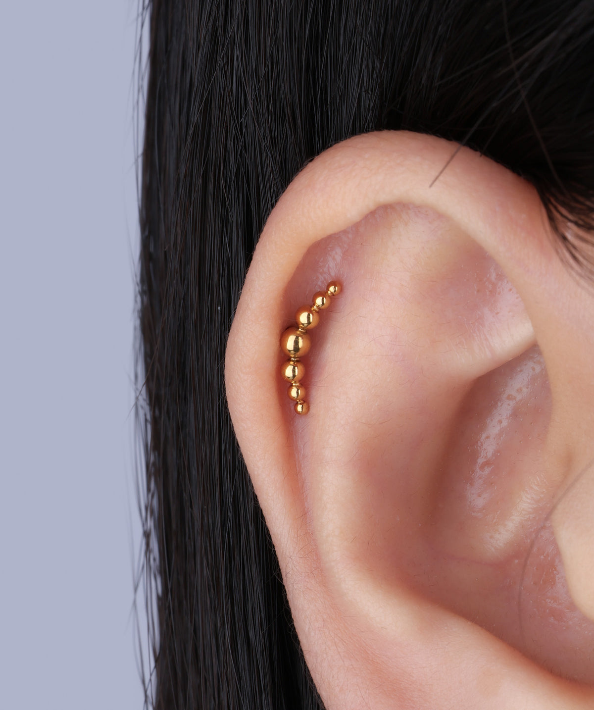 Curved Ball Flatback Stud - Stainless Steel - Helix, Upper Lobe, Flat - Oumo Jewelry