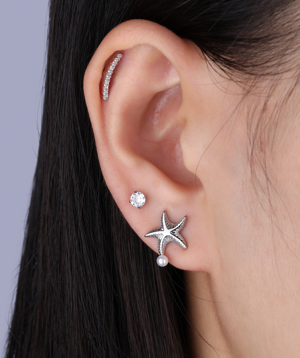 Starfish Pearl Shell Stud - Stainless Steel - Oumo Jewelry