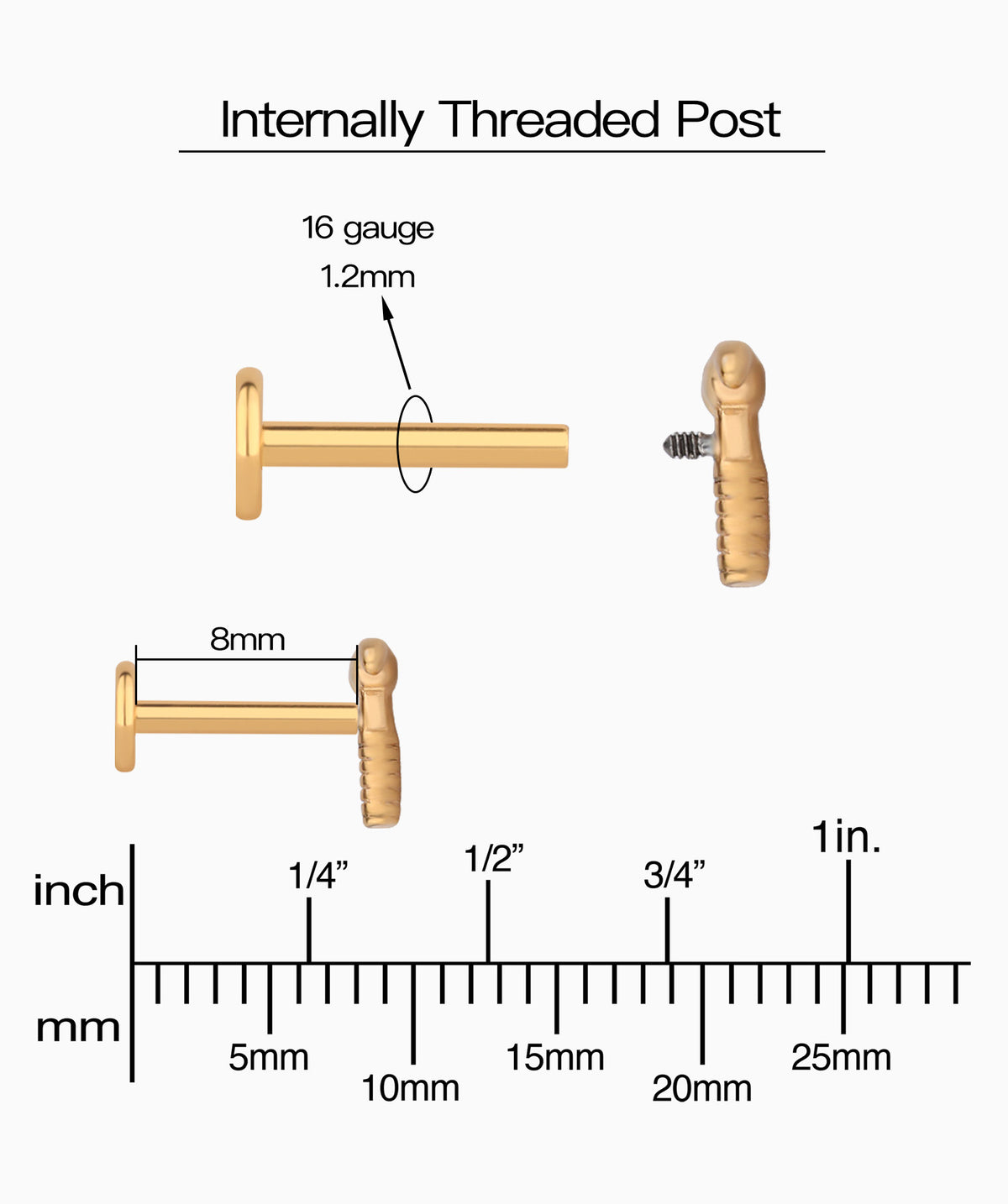 Titanium Hammer Flatback Stud - Titanium - Helix, Flat, Conch - Oumo Jewelry