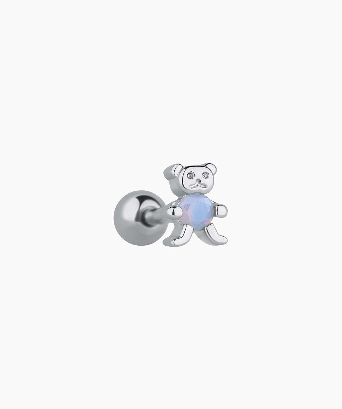 Blue Gem Bear Stud - Stainless Steel - Upper Lobe, Helix, Flat - Oumo Jewelry