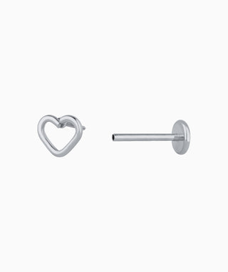 Simple Hollow Heart Flatback Stud - OumoJewelry