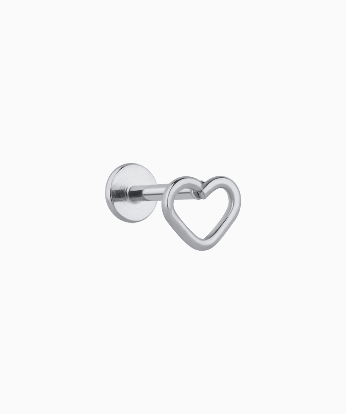 Simple Hollow Heart Flatback Stud - Stainless Steel - Helix, Upper Lobe, Conch - Oumo Jewelry