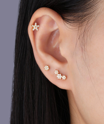 Delicate Curved Flower Stud